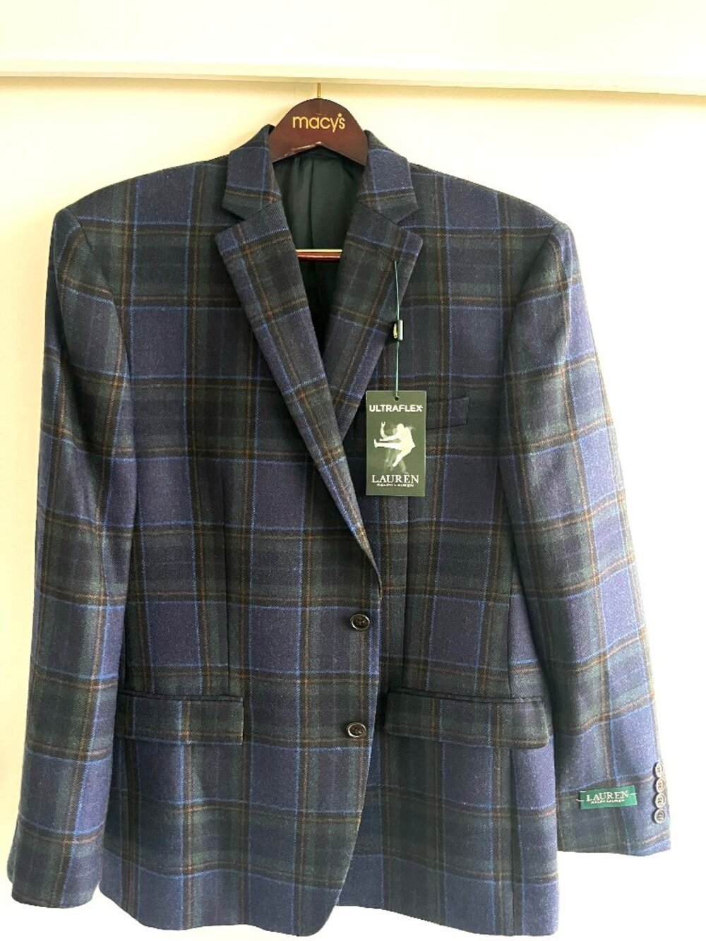 Lauren Ralph Lauren NWT Lexington Ultraflex Blue Plaid Sport Coat 44REG - Picture 2 of 8